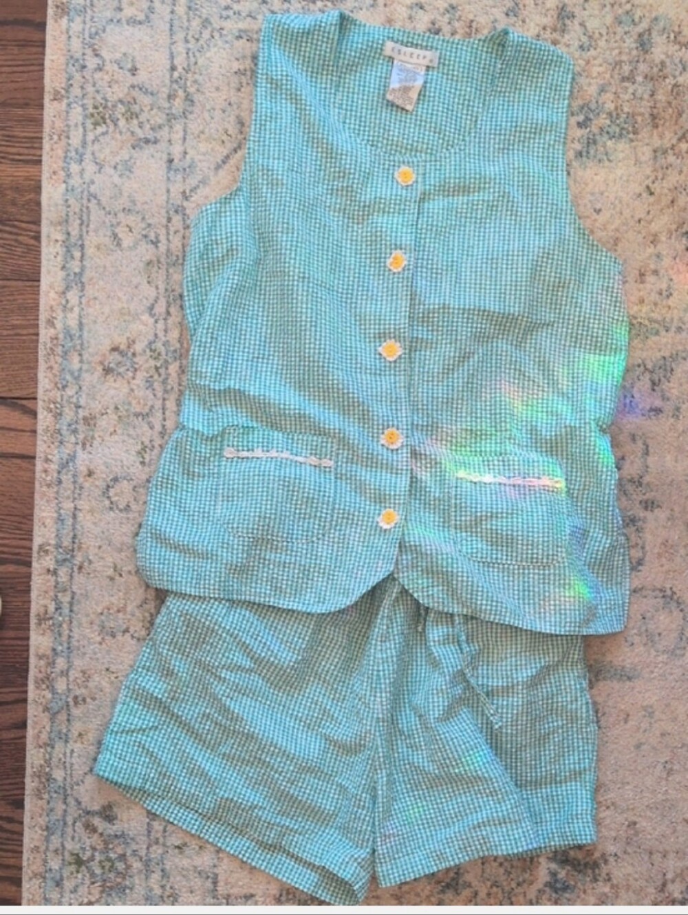 ESLEEP Two-Piece Daisy Gingham PJ set